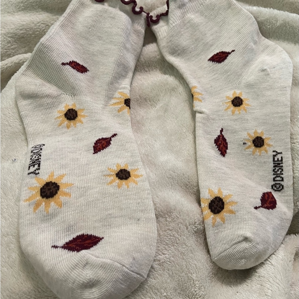 Mickey and sunflower fall socks. Shoe size size 4-10 sock size 9-11 - Picture 2 of 2